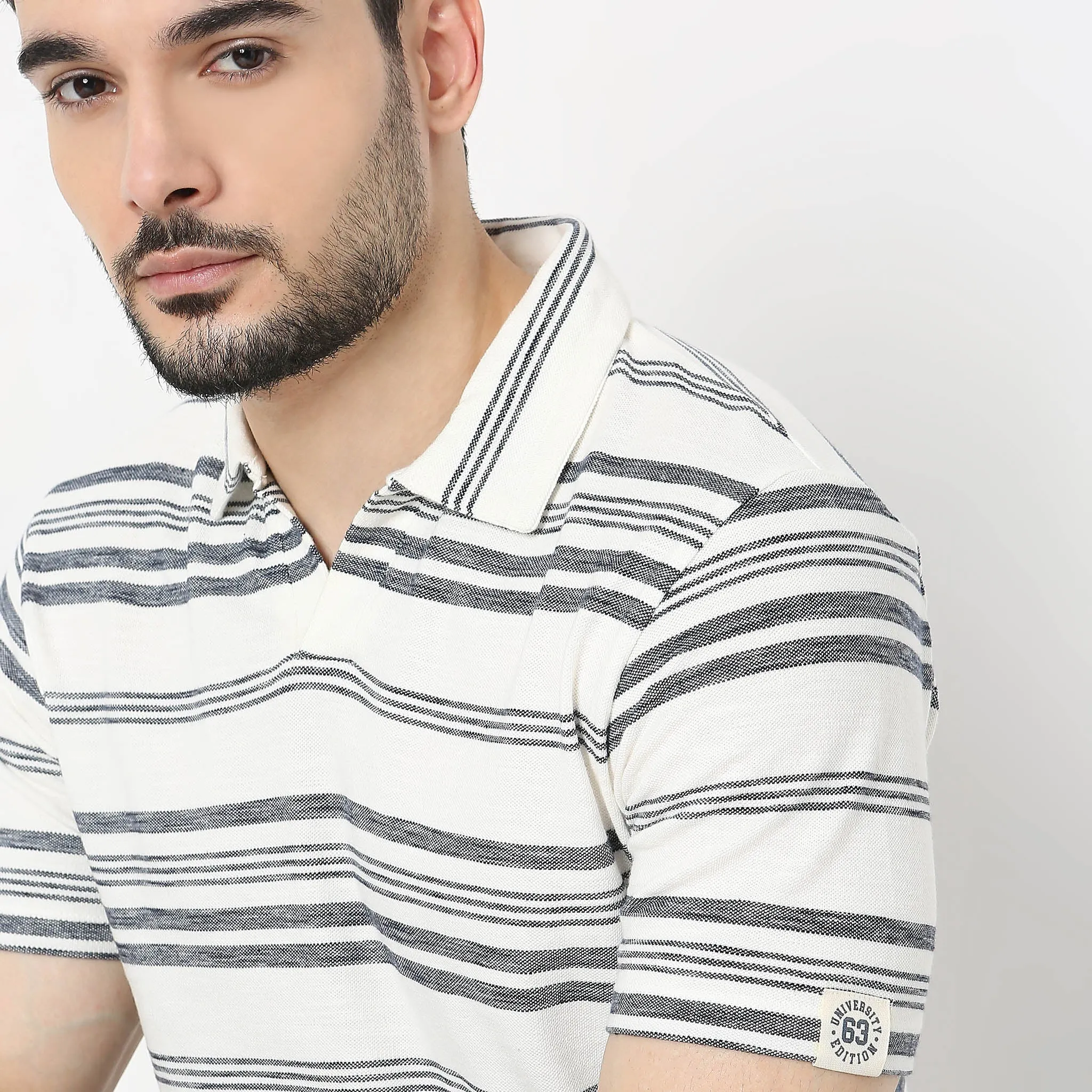 Rugby Polo™ - Special Yarn exclusively Knitted Stripes - Modern Smart Regular Fit Polo T-Shirt
