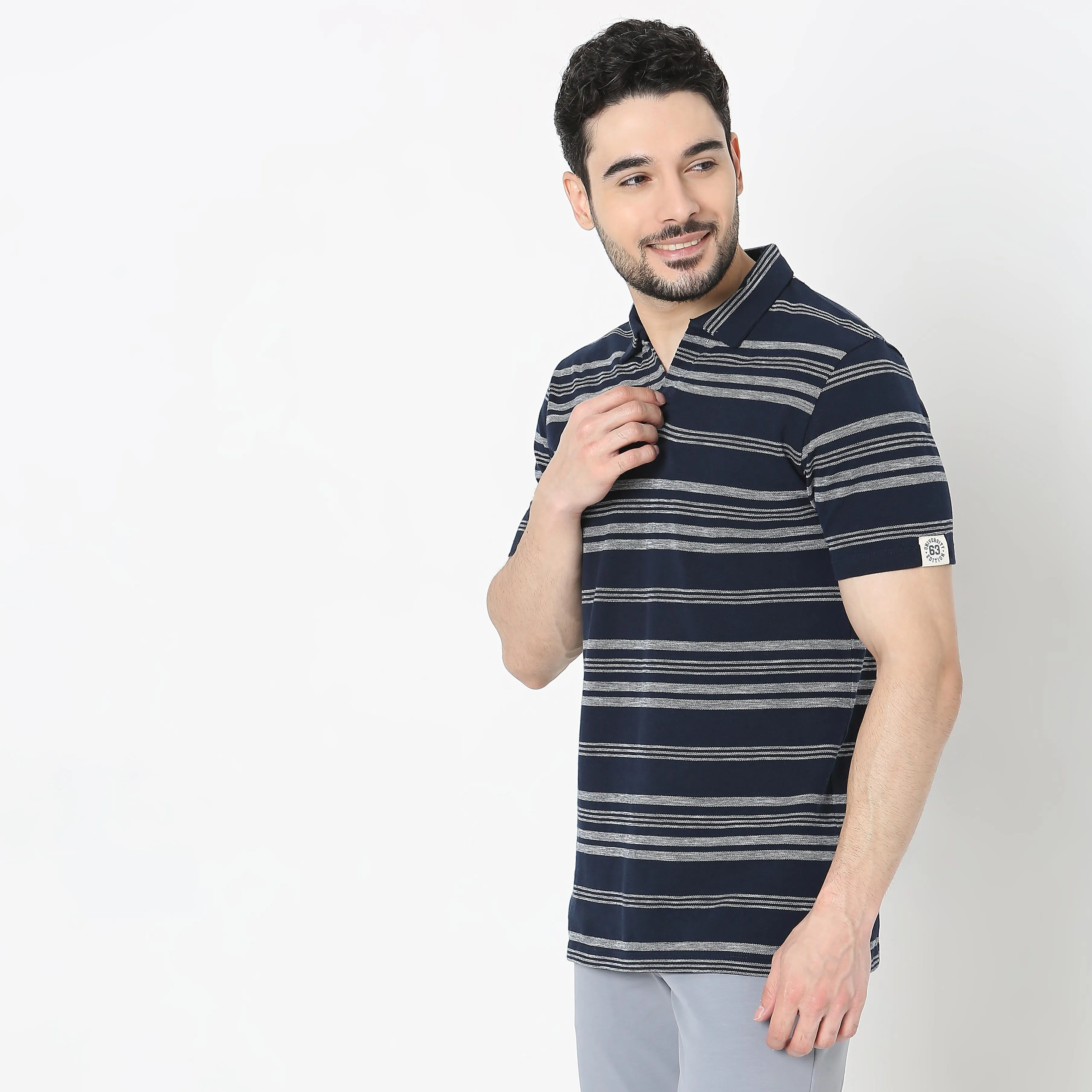 Rugby Polo™ - Special Yarn exclusively Knitted Stripes - Modern Smart Regular Fit Polo T-Shirt