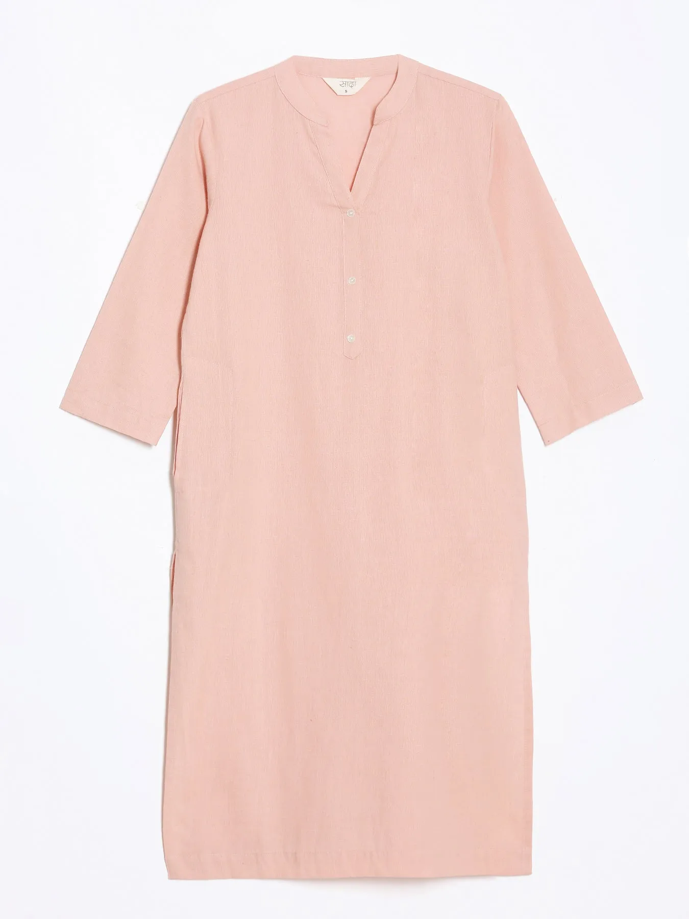 Salmon Pink Airy Linen Long Kurta
