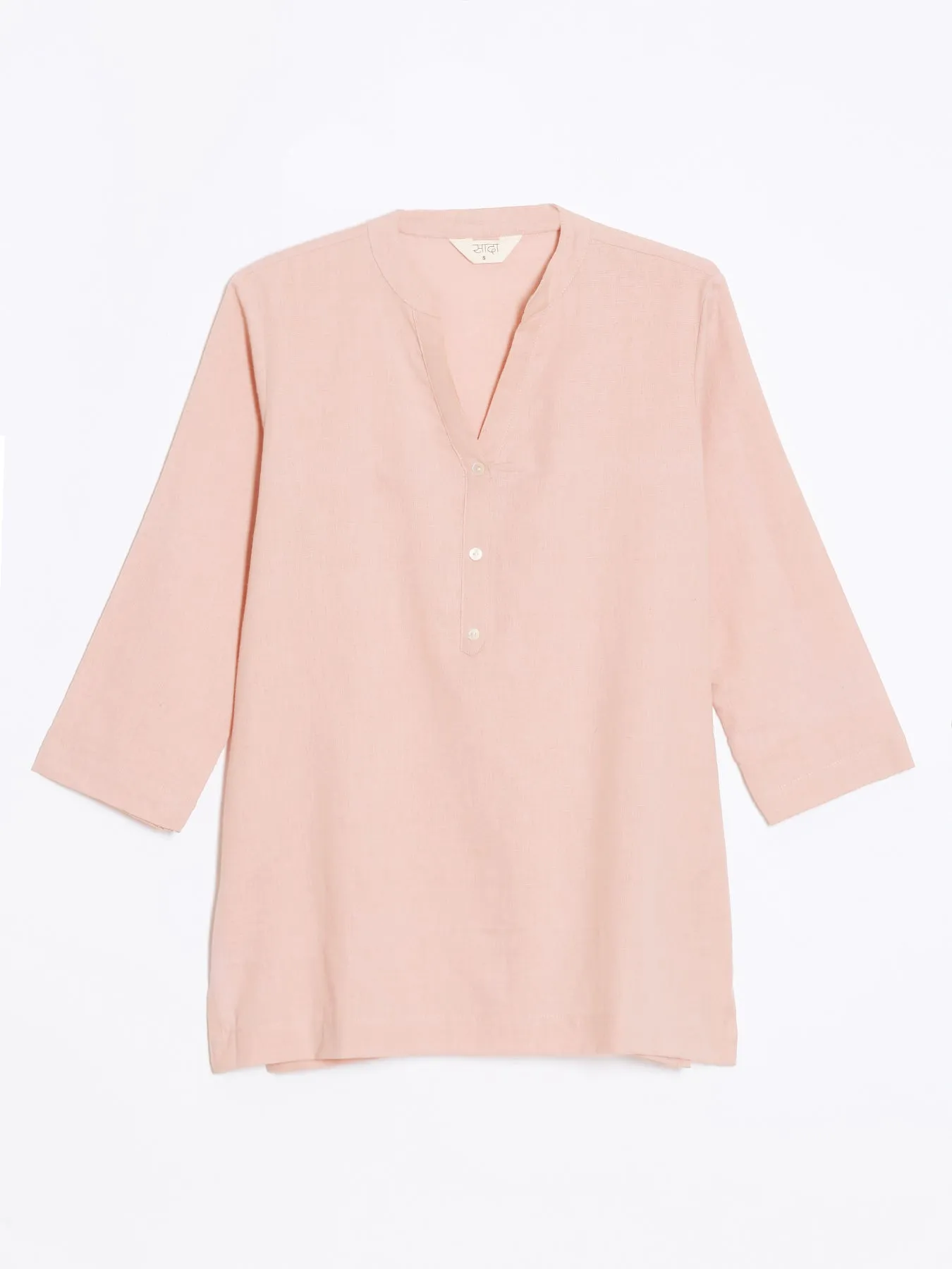 Salmon Pink Airy Linen Short Kurta