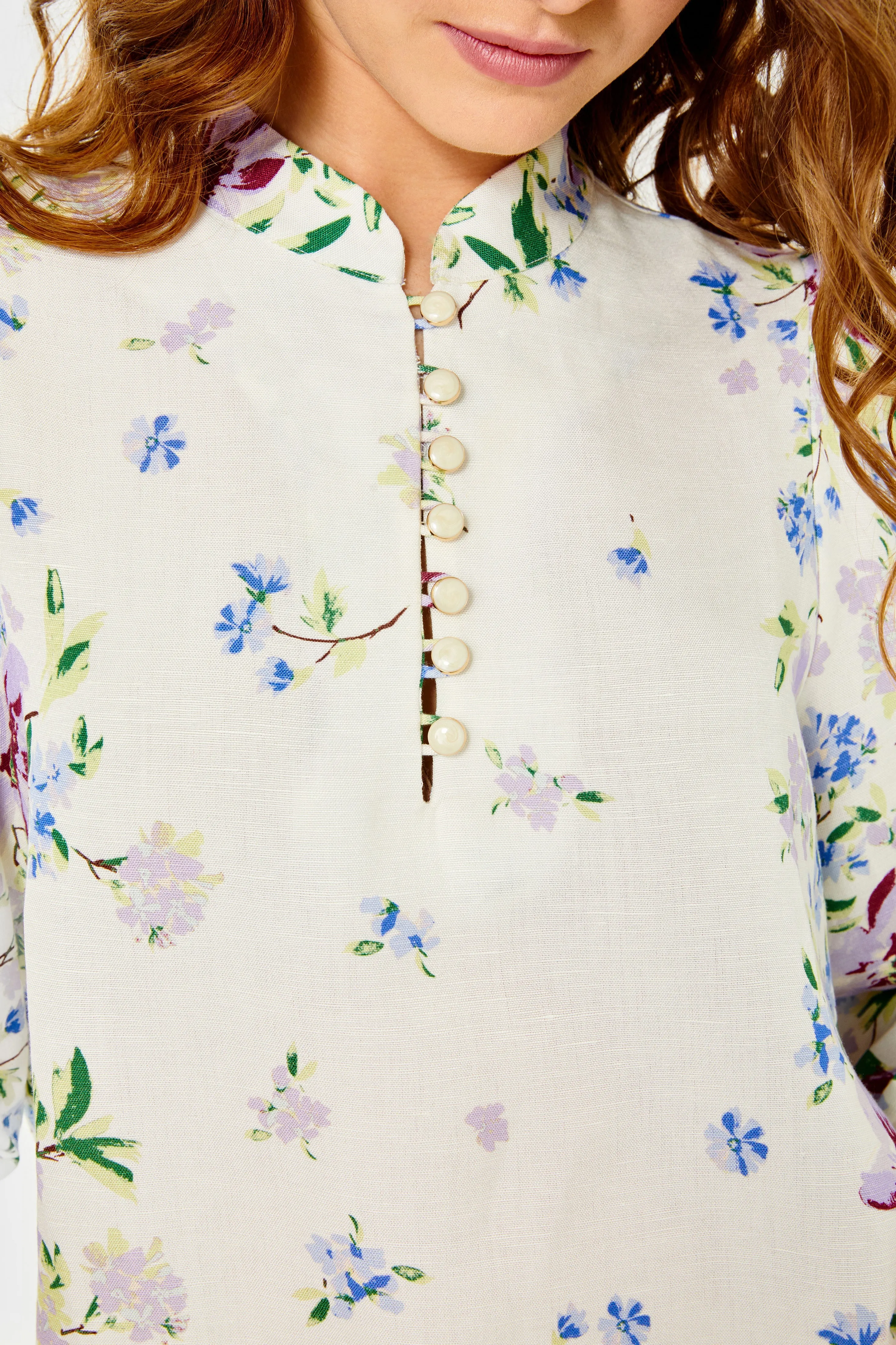 Sarah Blouse-Linen-Fleurs de Provence by Cartolina