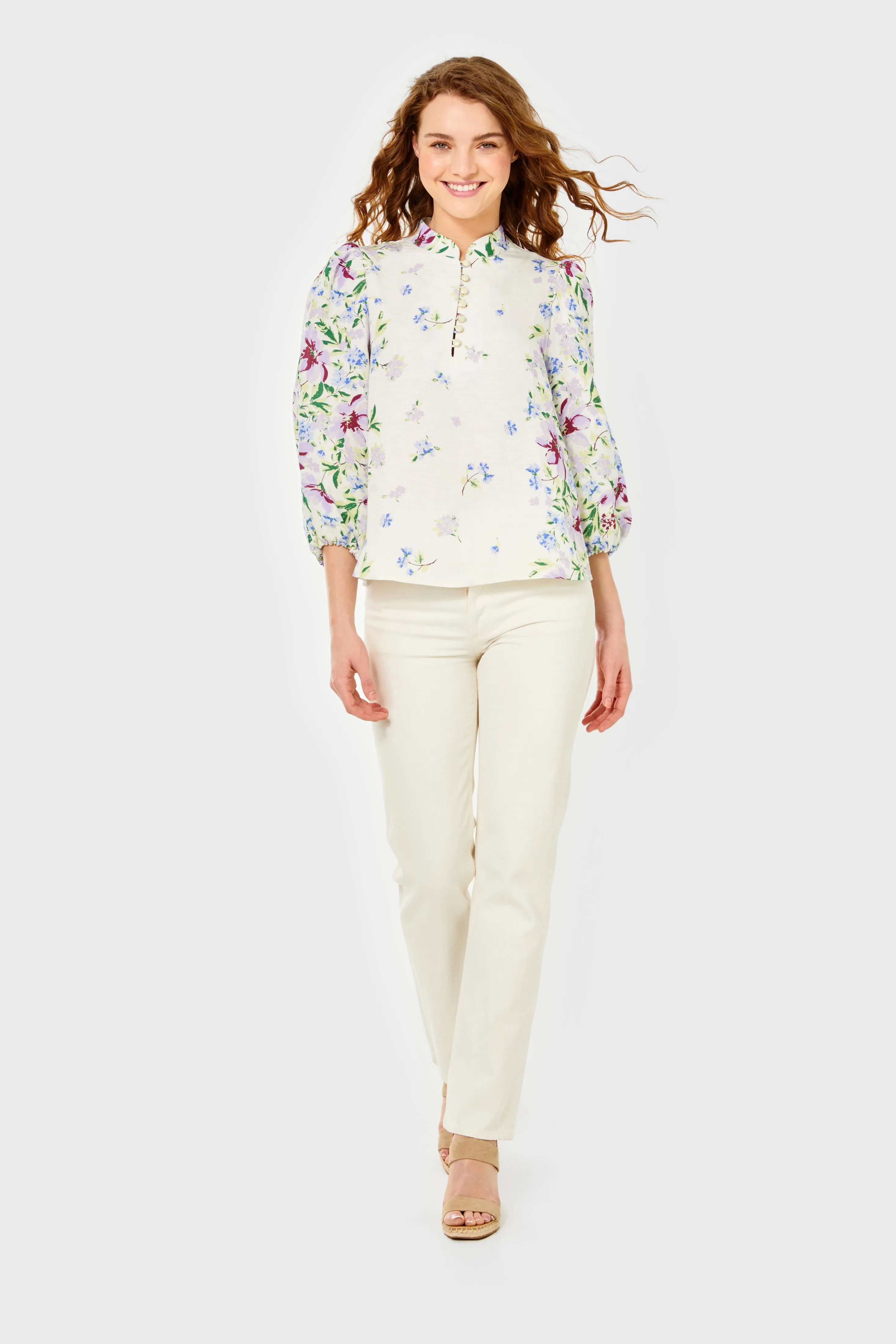 Sarah Blouse-Linen-Fleurs de Provence by Cartolina