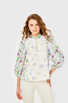 Sarah Blouse-Linen-Fleurs de Provence by Cartolina