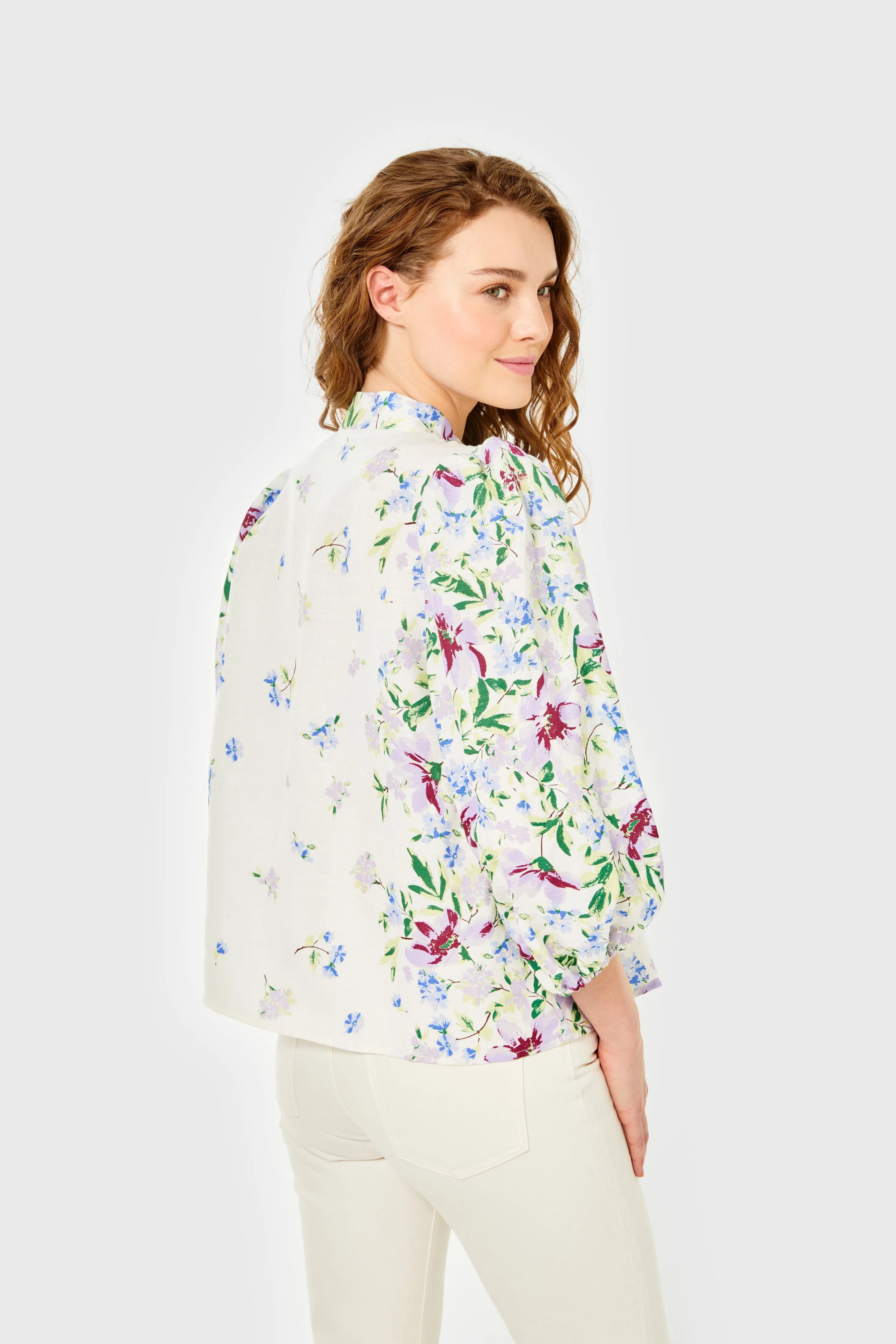 Sarah Blouse-Linen-Fleurs de Provence by Cartolina