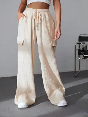 Side Pocketed Drawstring Waist Cargo Pants