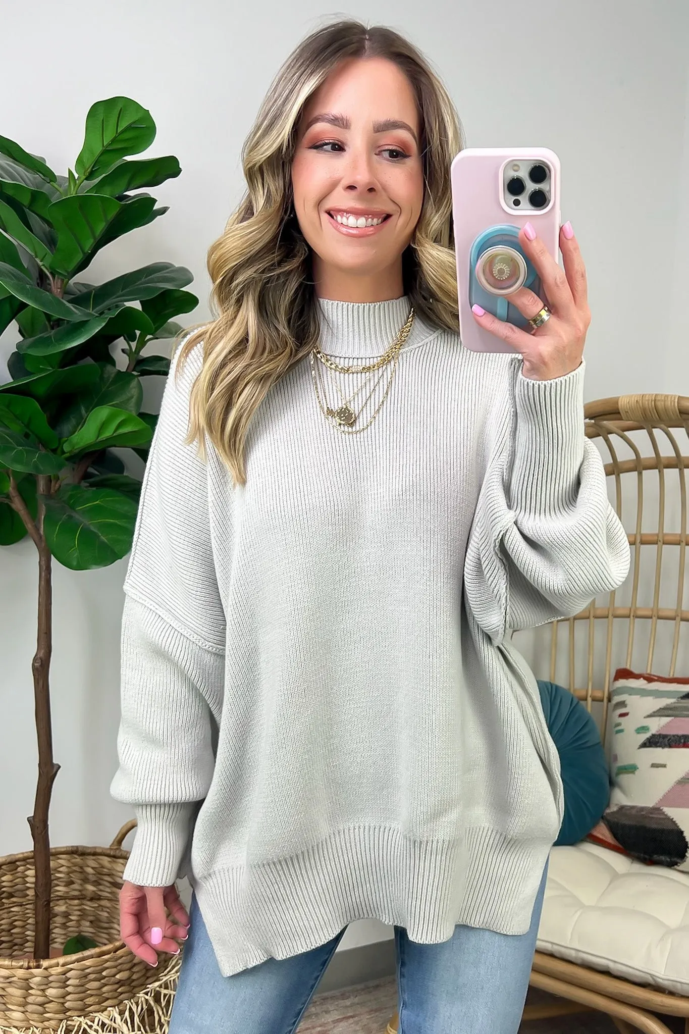 Simple Street Side Slit Oversized Sweater - BACK IN STOCK