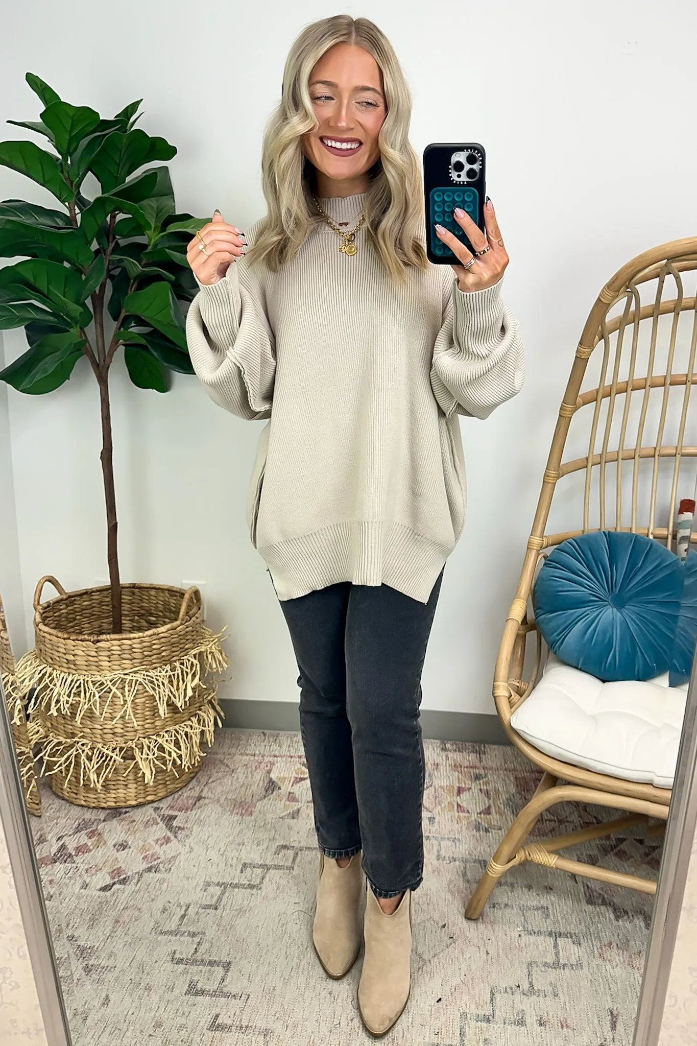 Simple Street Side Slit Oversized Sweater - BACK IN STOCK