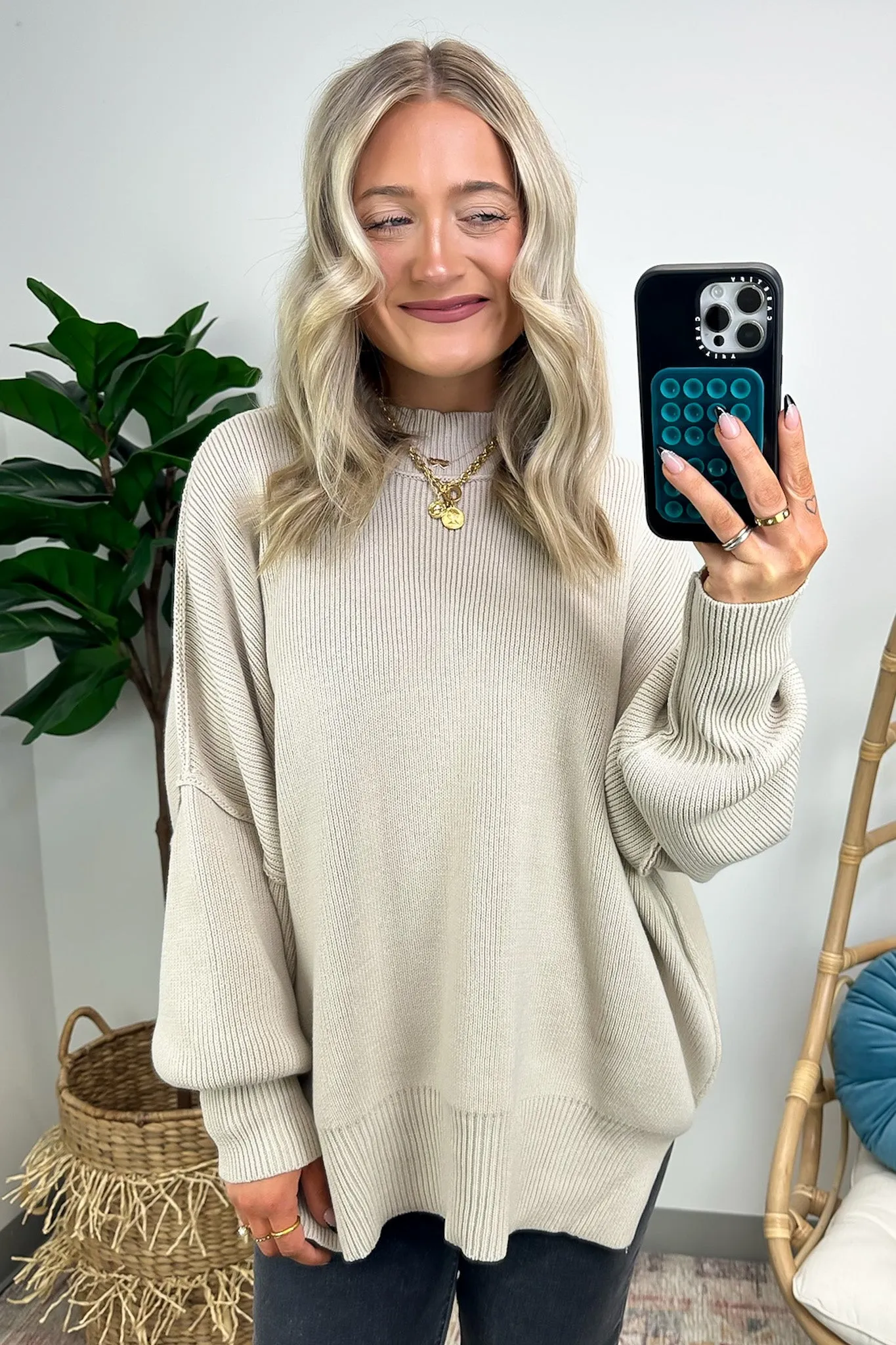 Simple Street Side Slit Oversized Sweater - BACK IN STOCK