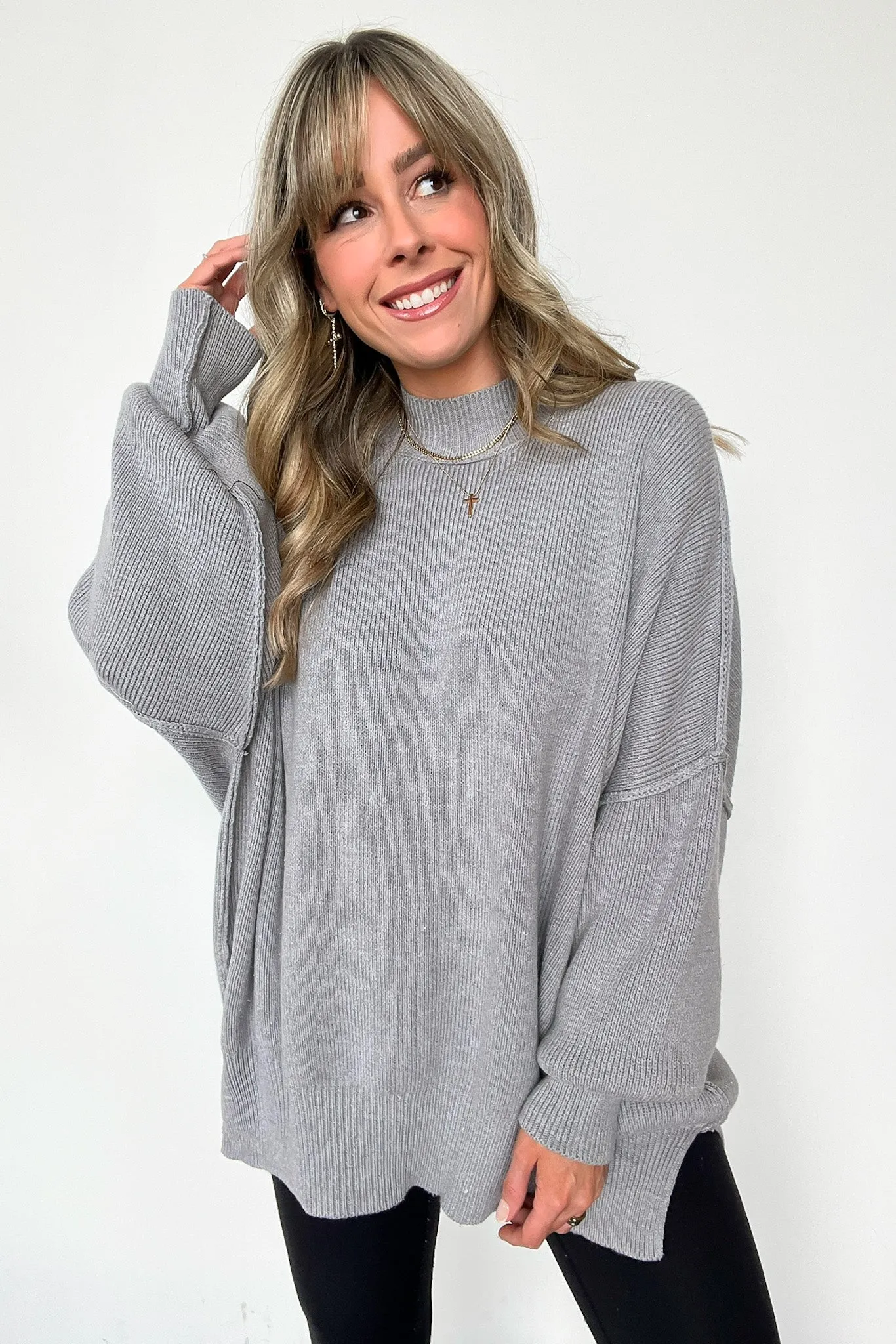 Simple Street Side Slit Oversized Sweater - BACK IN STOCK