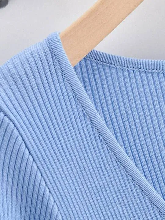 Simply Elegant V-neck Ribbed Dress