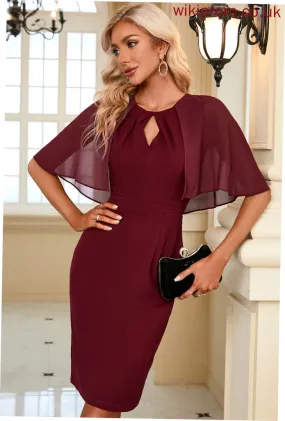 Sleeves Neck 1/2 Blends Cotton Dresses Kamari Club Dresses Bodycon Elegant Round Midi