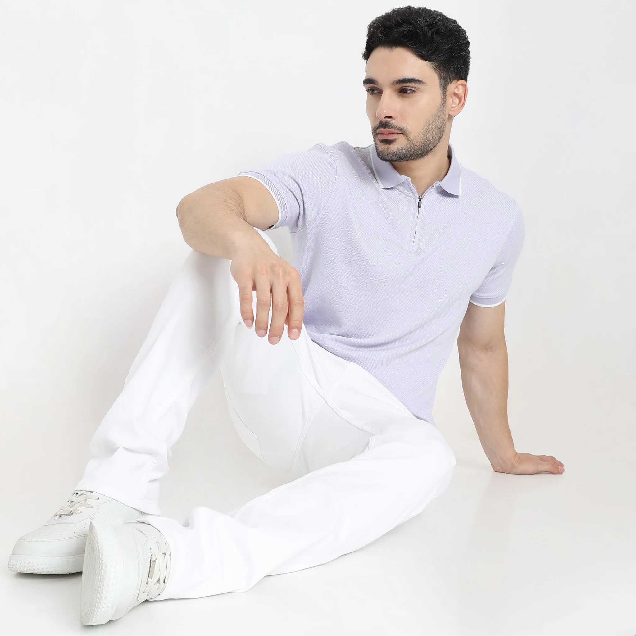 Smart Polo® - Micro Diamond Pop Structure - Zip Neck - Regular Fit Polo T-Shirt - Best Seller