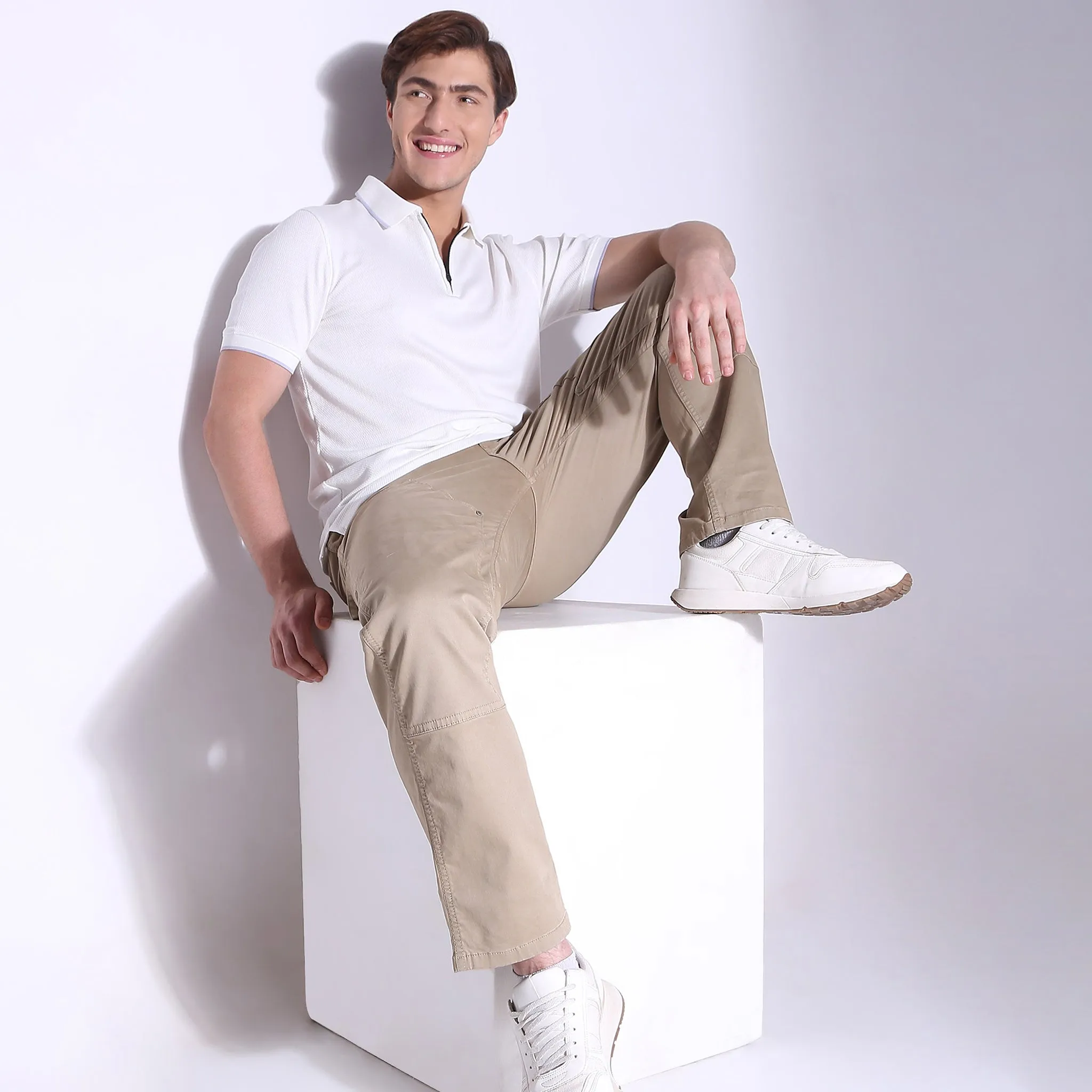 Smart Polo® - Micro Diamond Pop Structure - Zip Neck - Regular Fit Polo T-Shirt - Best Seller