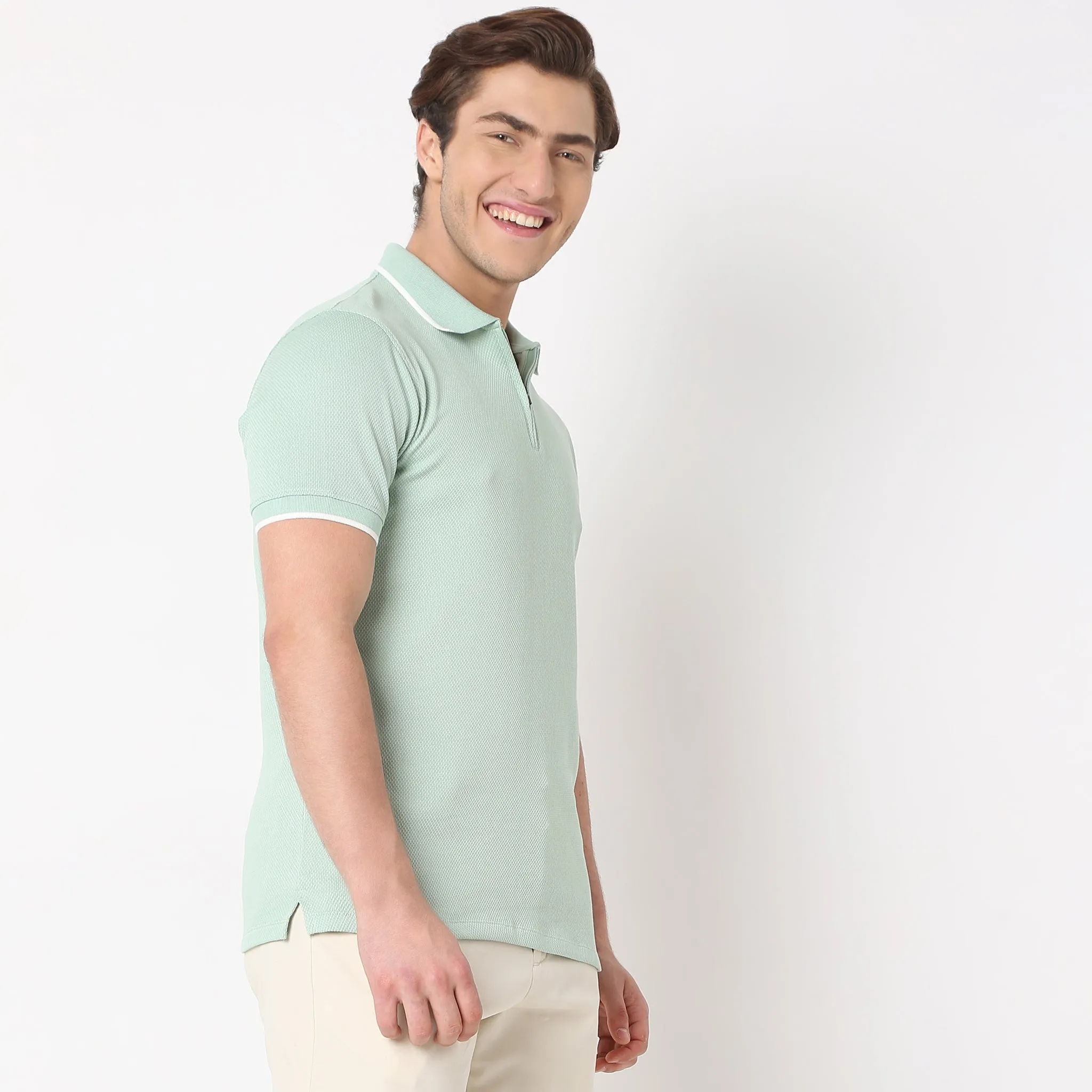 Smart Polo® - Micro Diamond Pop Structure - Zip Neck - Regular Fit Polo T-Shirt - Best Seller