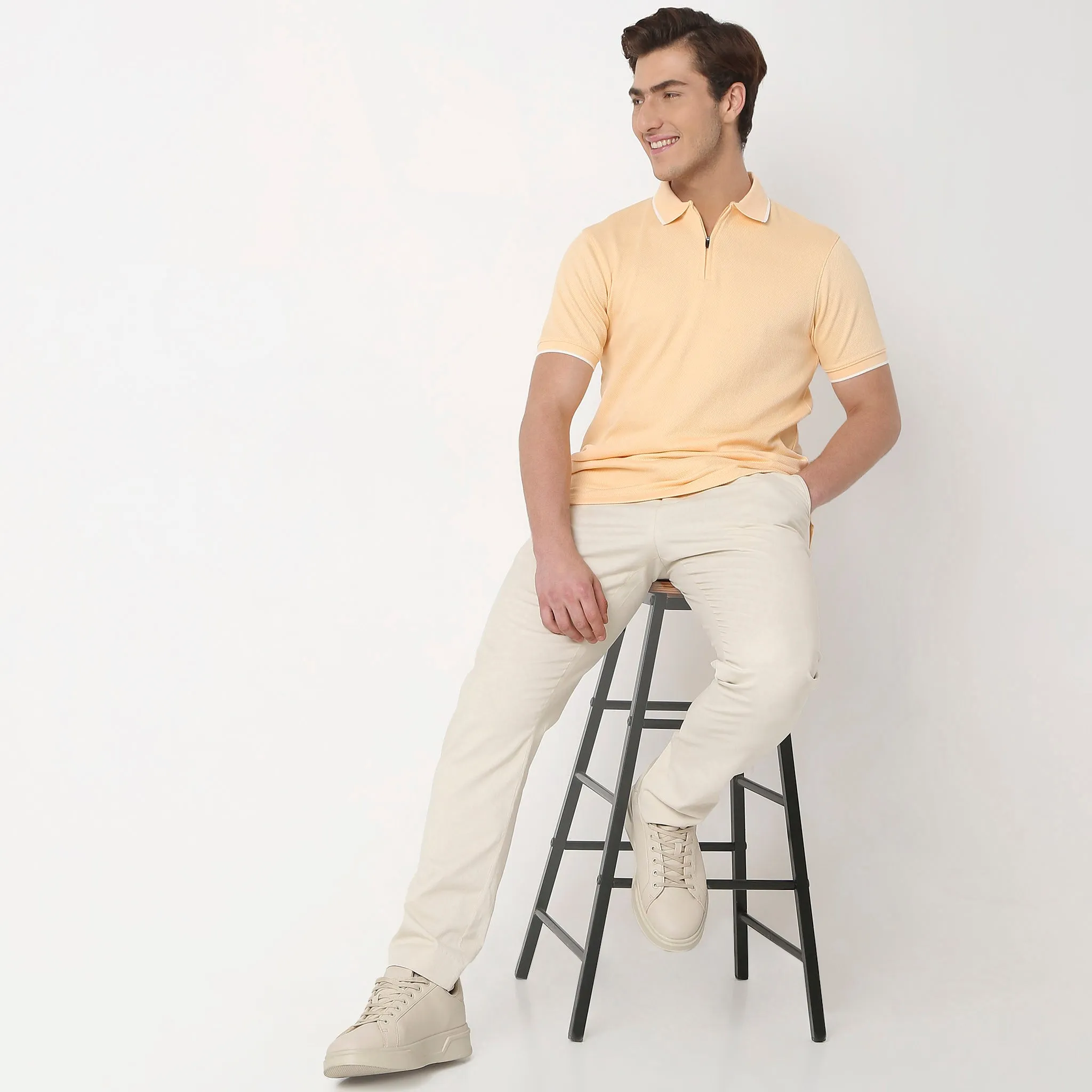 Smart Polo® - Micro Diamond Pop Structure - Zip Neck - Regular Fit Polo T-Shirt - Best Seller