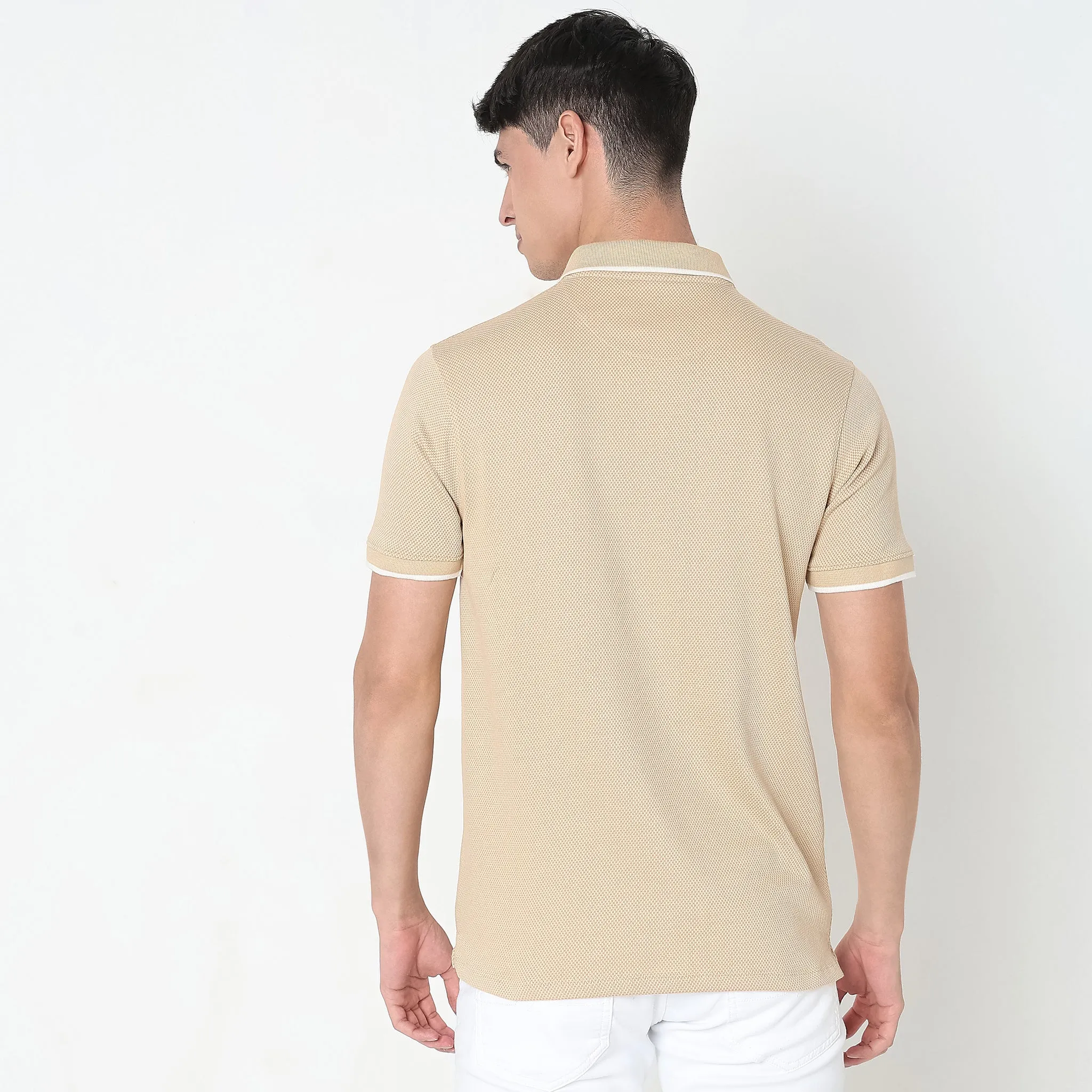 Smart Polo® - Micro Diamond Pop Structure - Zip Neck - Regular Fit Polo T-Shirt - Best Seller
