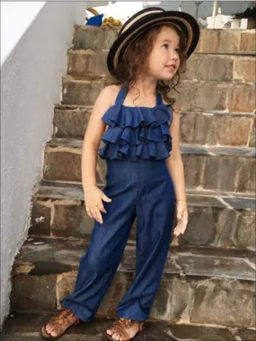 So Effortless Ruffled Chambray Jumpsuit