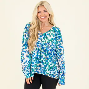Splashes Of Color Blouse, Blue