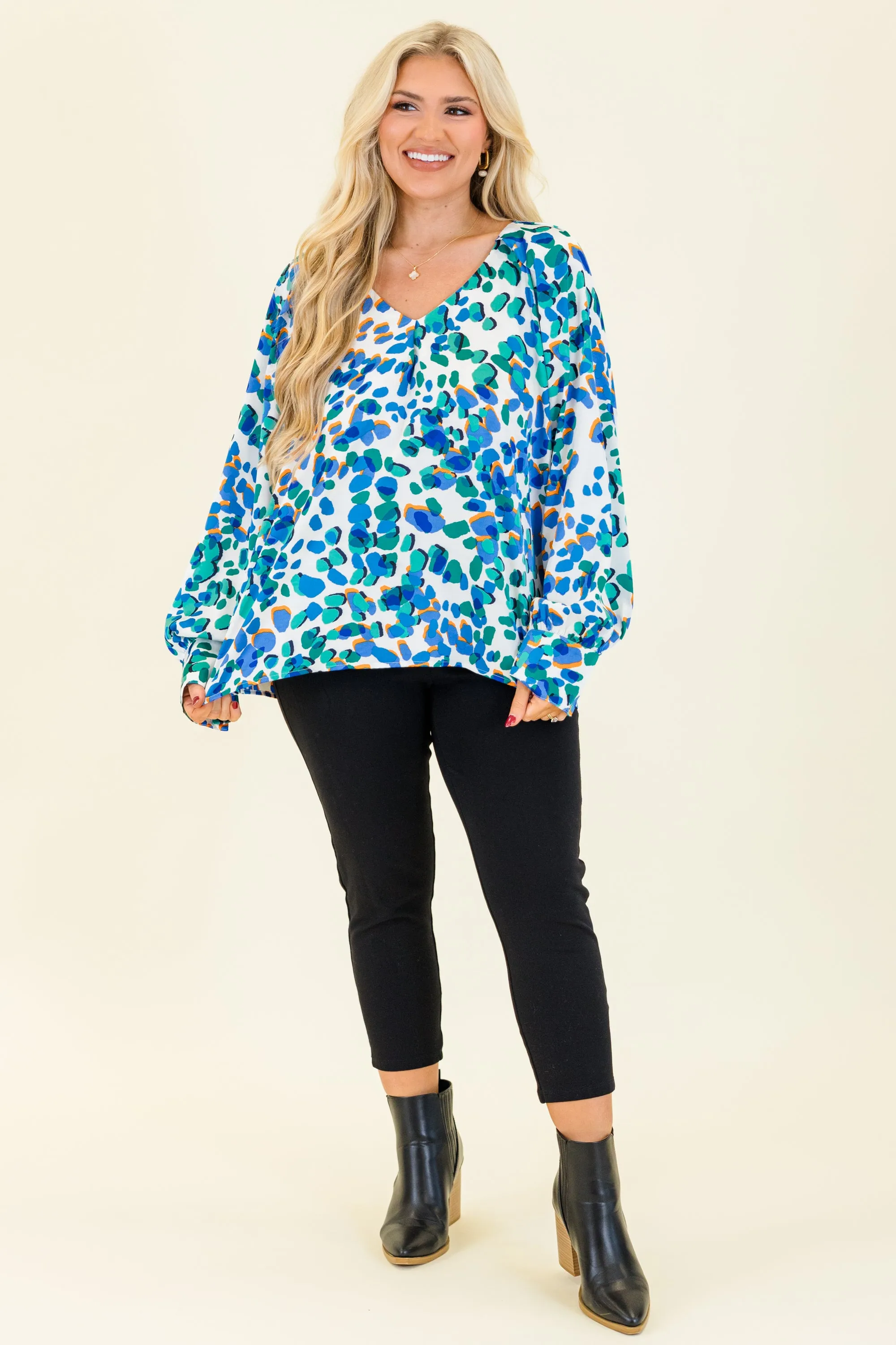 Splashes Of Color Blouse, Blue