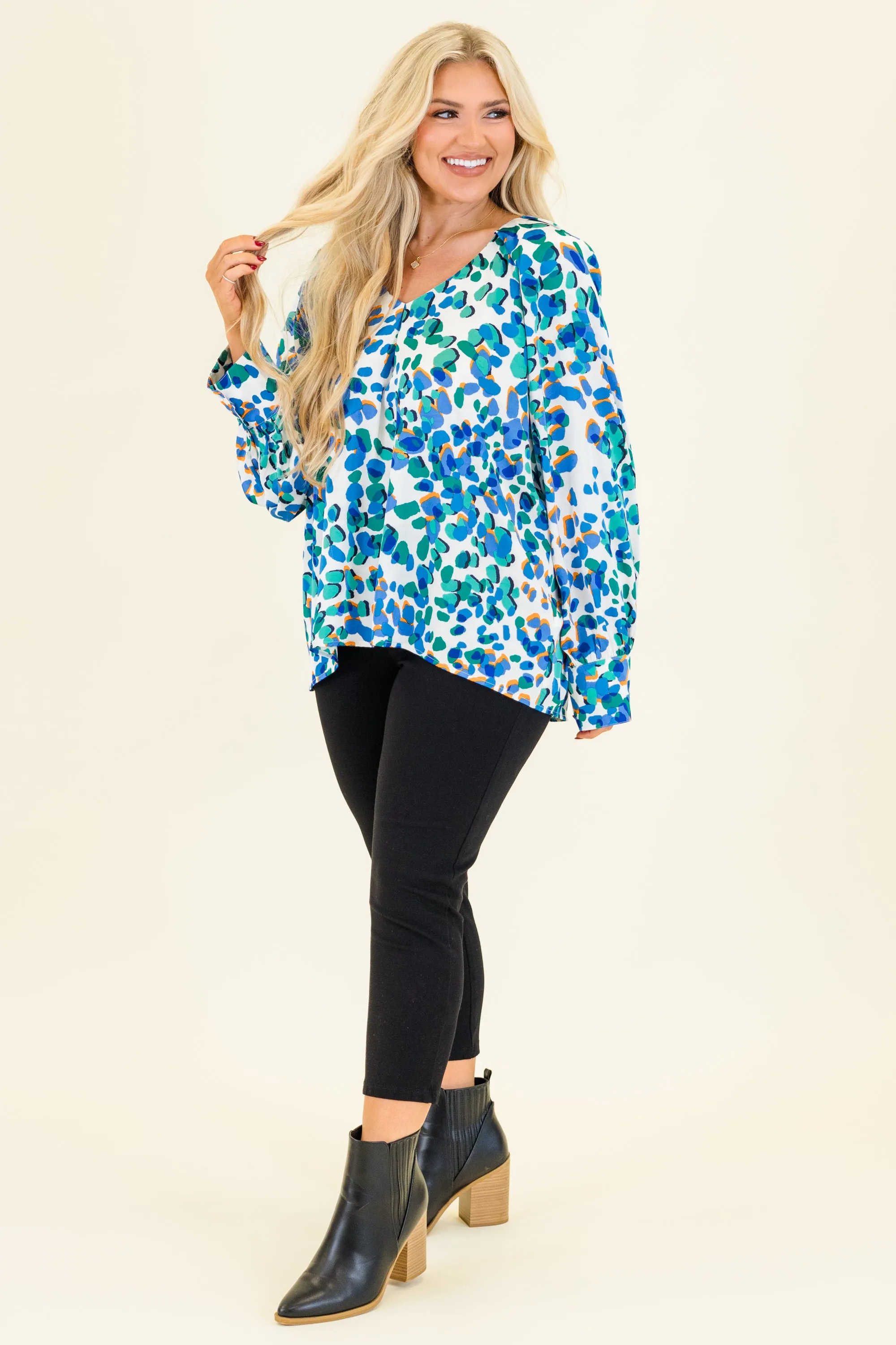 Splashes Of Color Blouse, Blue