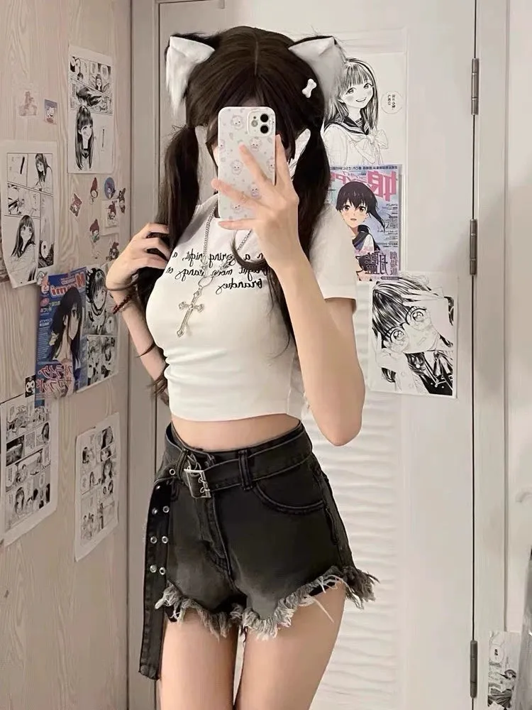 Star Embroidered Denim Shorts & Leg Covers Set