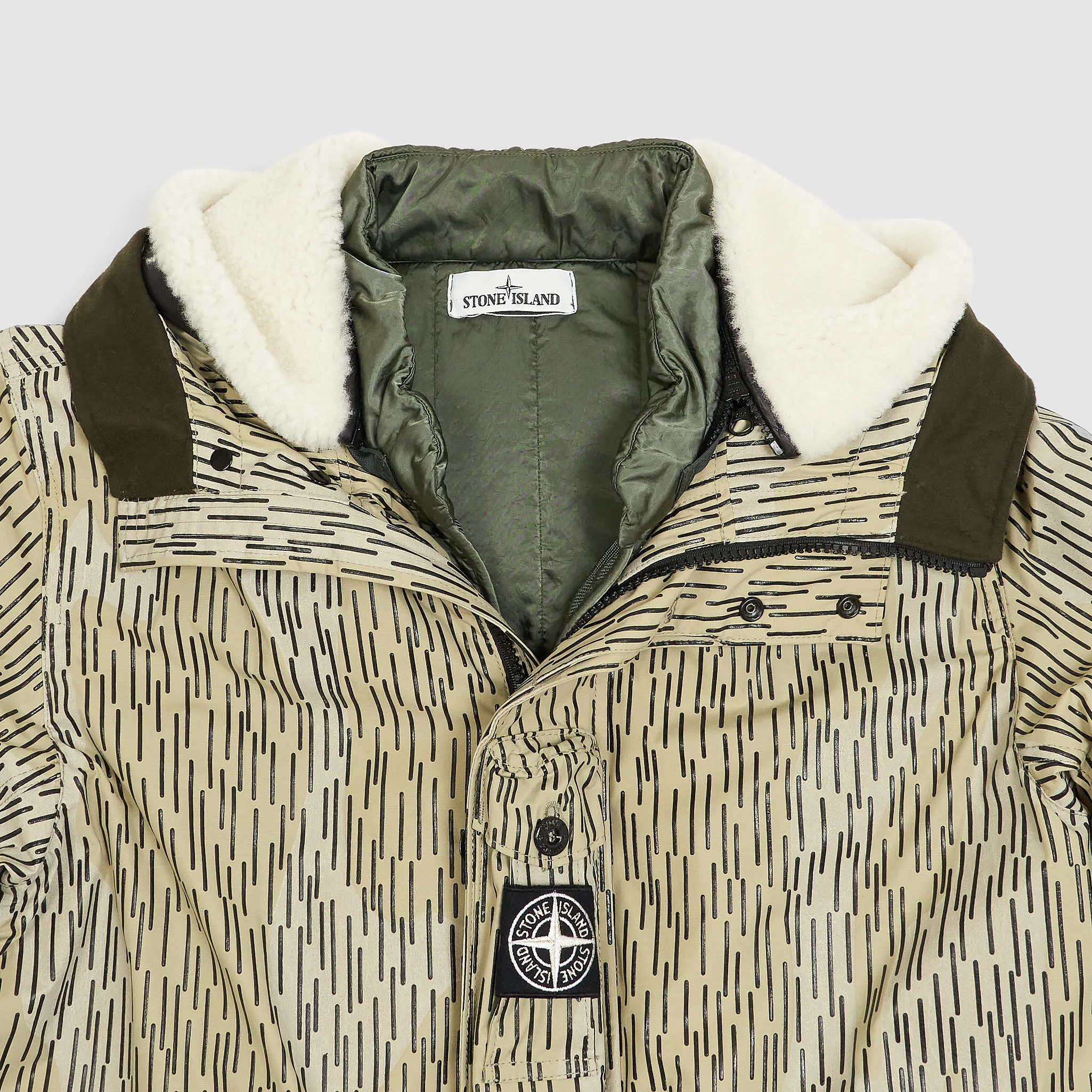 Stone Island Naslan Light Watro Rain Camo Reflective Parka Coat With Detachable Lining