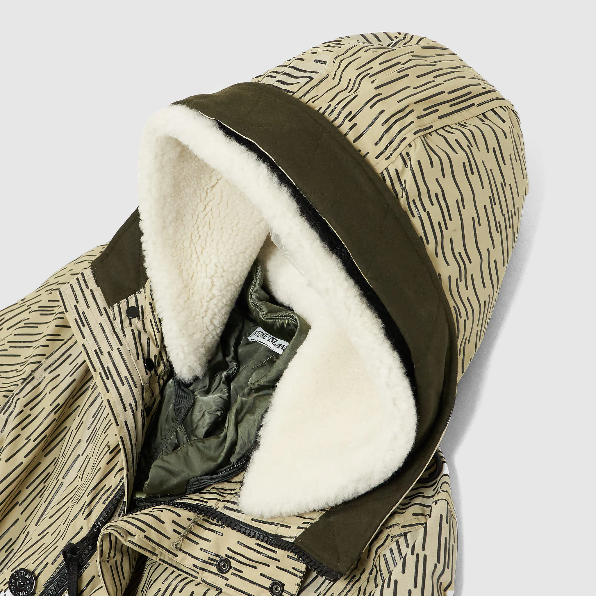 Stone Island Naslan Light Watro Rain Camo Reflective Parka Coat With Detachable Lining