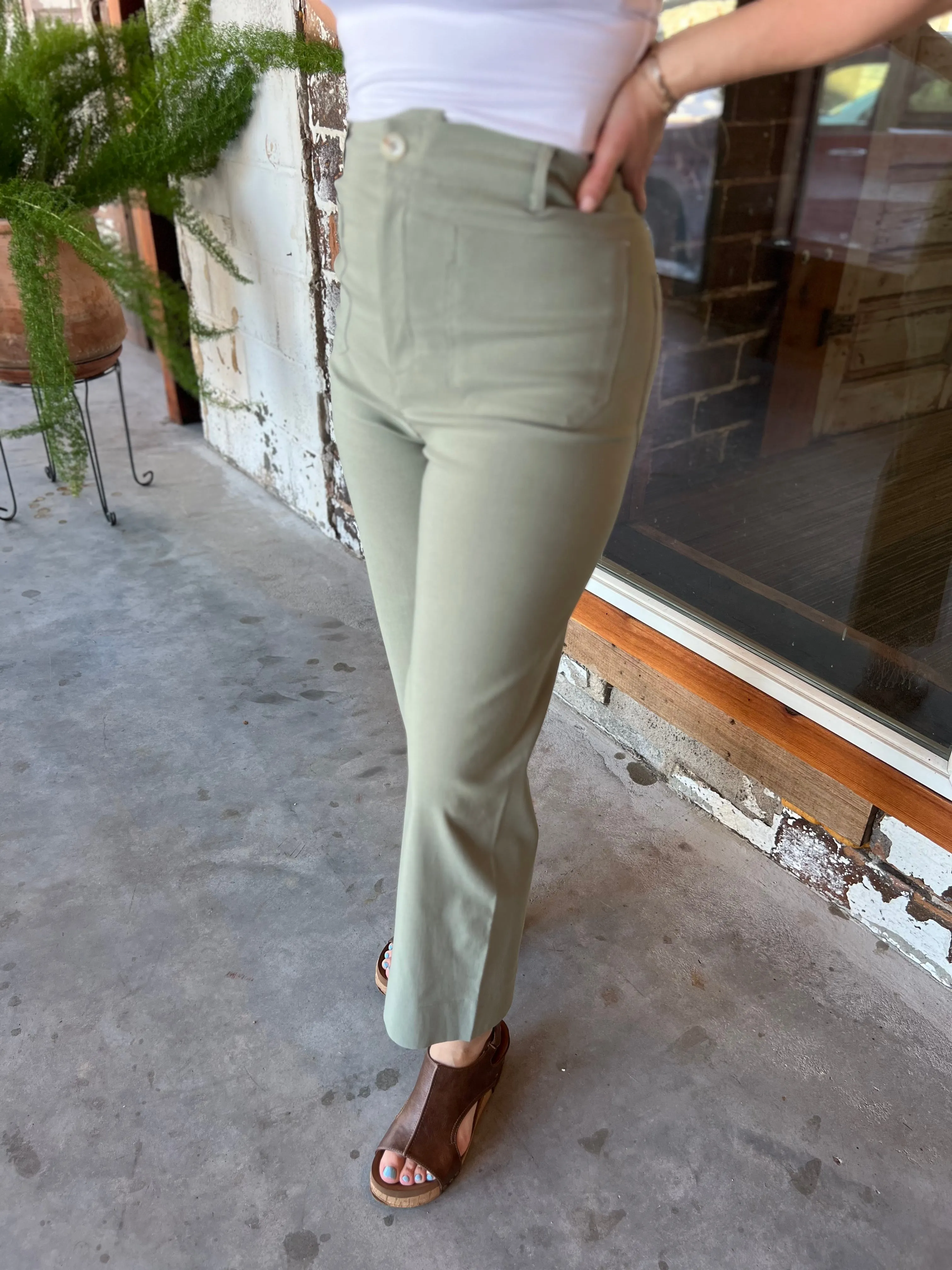 Stretch Wide Leg Cropped Pants