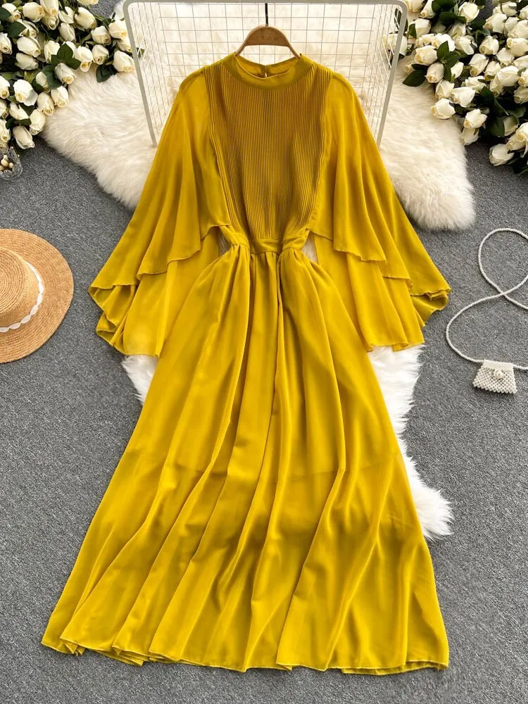 Summer Dress New Sweet Temperament French Dress Women's Waistband Slim Chiffon Long Dresses Beach Holiday Style Female Clothing