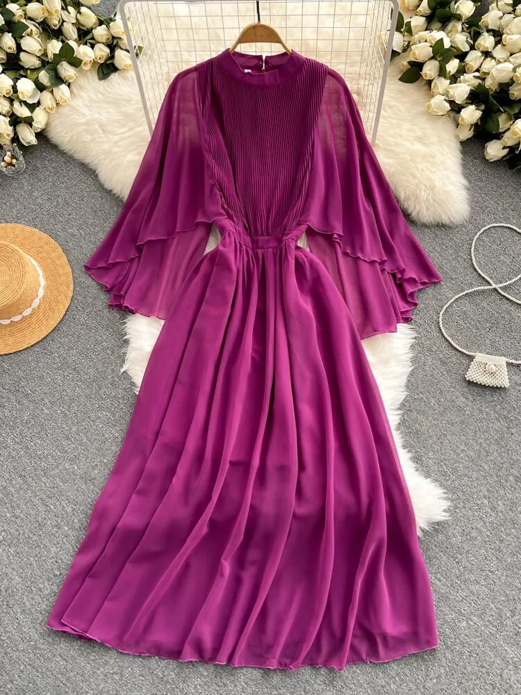Summer Dress New Sweet Temperament French Dress Women's Waistband Slim Chiffon Long Dresses Beach Holiday Style Female Clothing