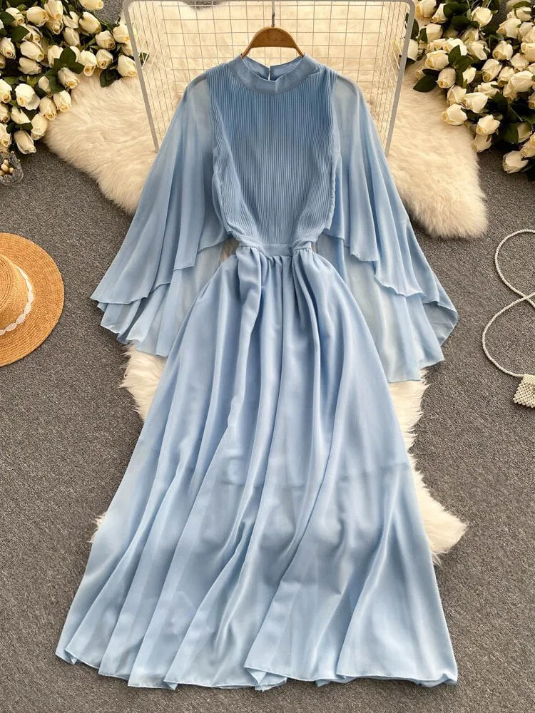 Summer Dress New Sweet Temperament French Dress Women's Waistband Slim Chiffon Long Dresses Beach Holiday Style Female Clothing