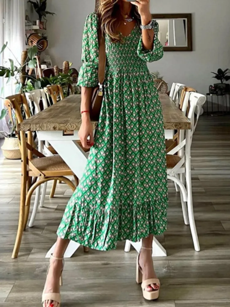 Summer Dress Women 2023 New Fashion Printing Dress Waist Floral Long Dresses Woman Clothing Elegant and Pretty Women's Dresses