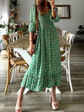 Summer Dress Women 2023 New Fashion Printing Dress Waist Floral Long Dresses Woman Clothing Elegant and Pretty Women's Dresses