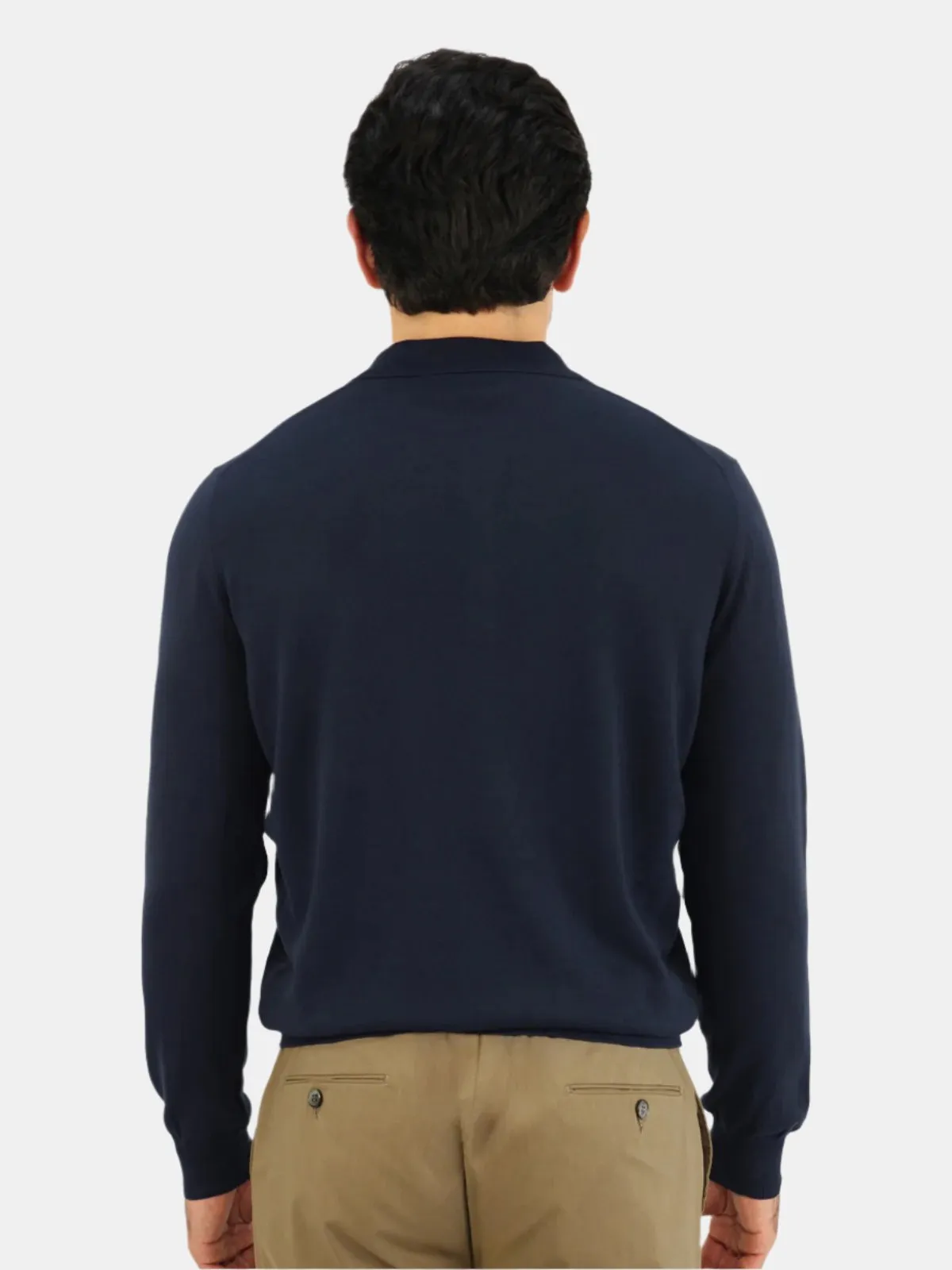 Vico Ribbed Long Sleeve Polo Cotton Midnight