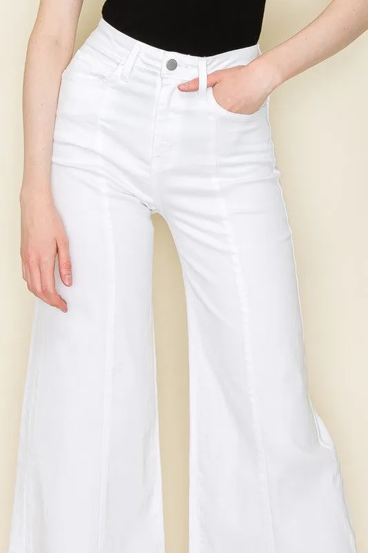 Wide Leg White Denim Jean Pants