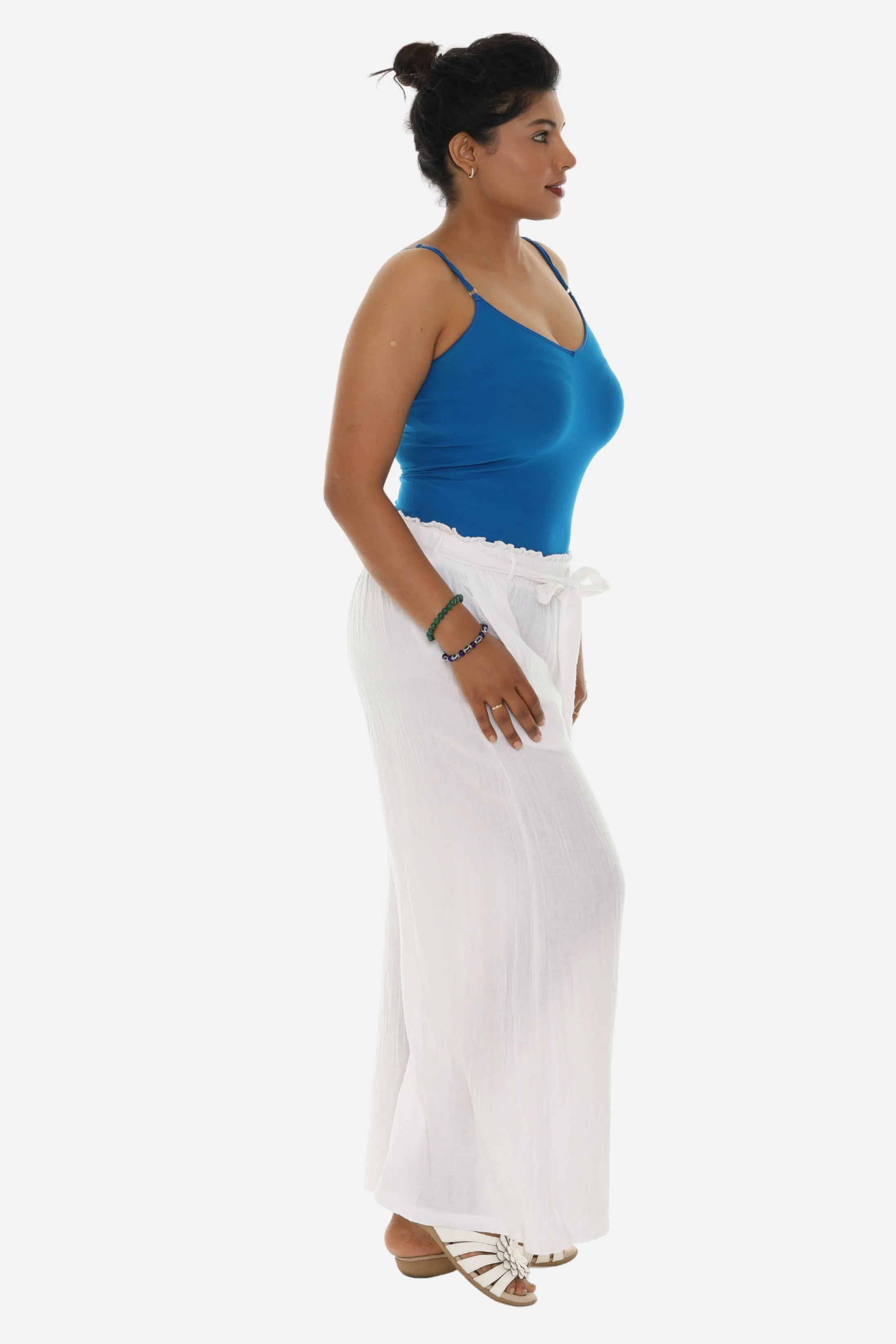 Women Pocket Tie-Front Wide-Leg Pants