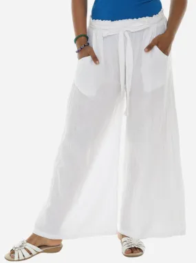 Women Pocket Tie-Front Wide-Leg Pants