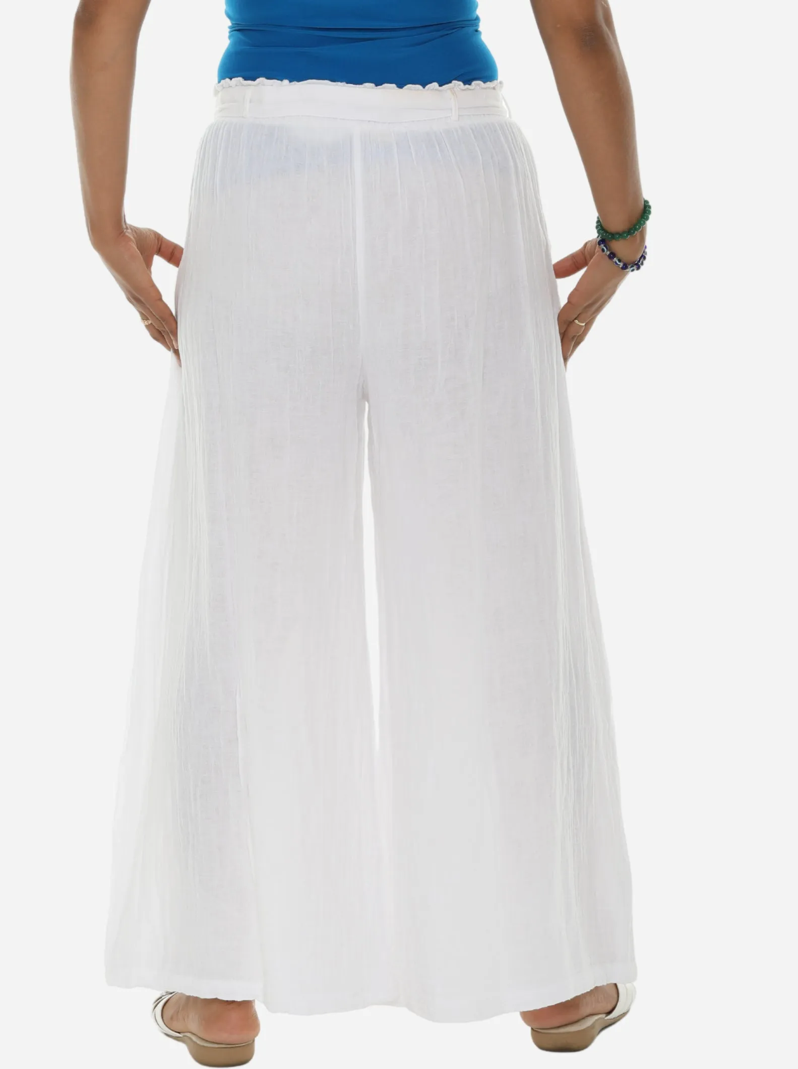 Women Pocket Tie-Front Wide-Leg Pants