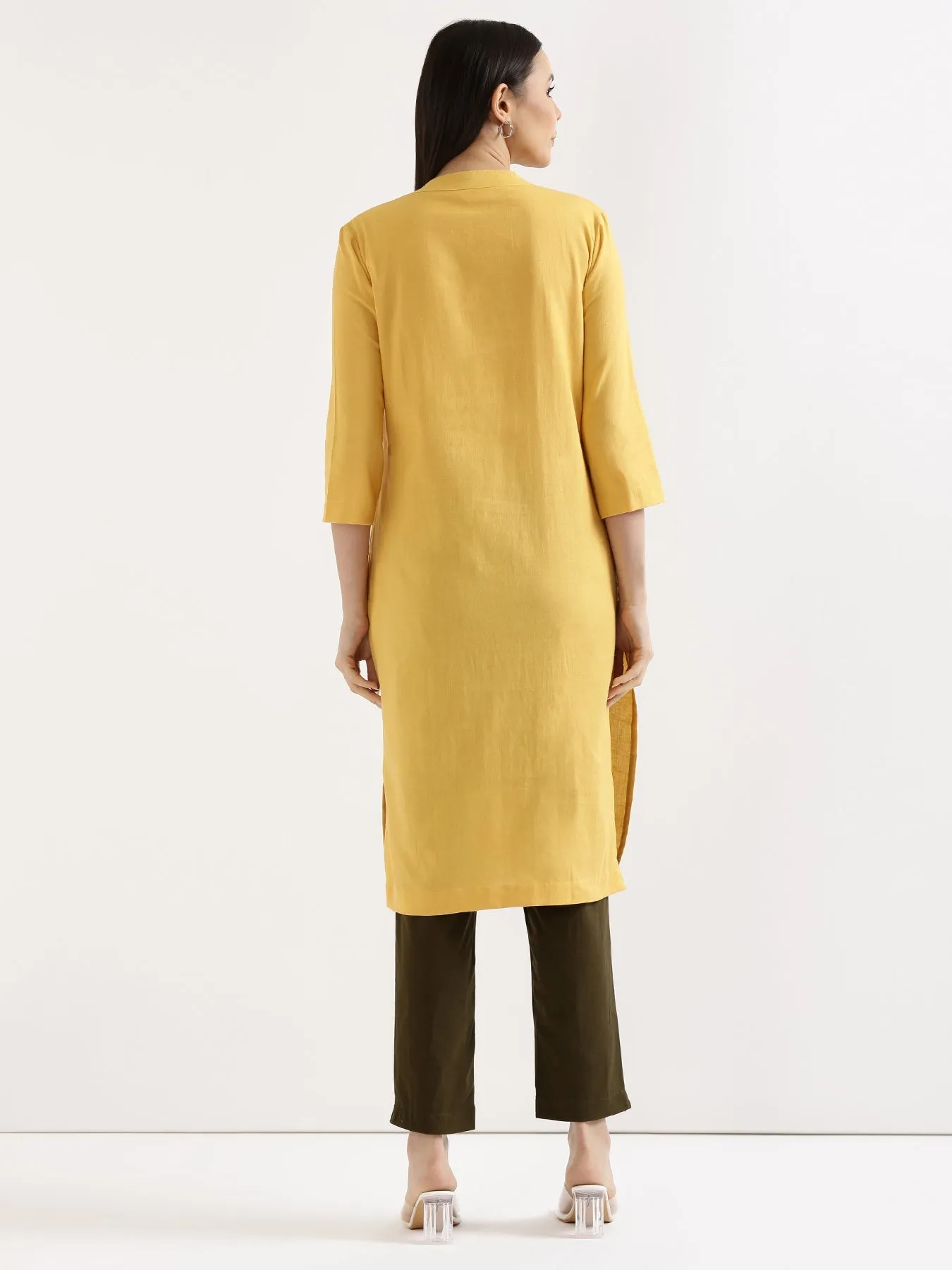 Yellow Airy Linen Long Kurta