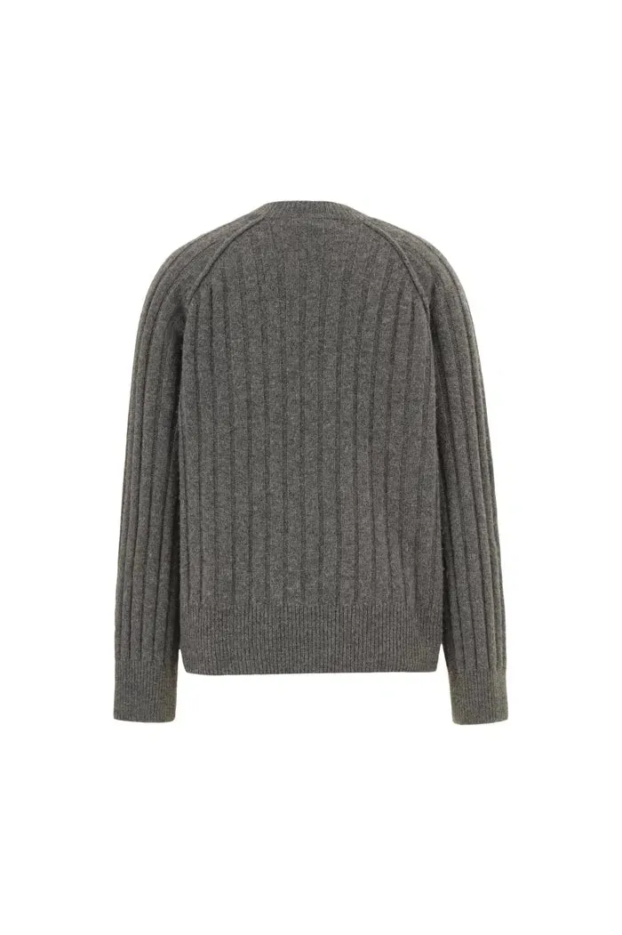 Zoey Deep V-Neck Sweater in Merino Wool Cashmerem Knit