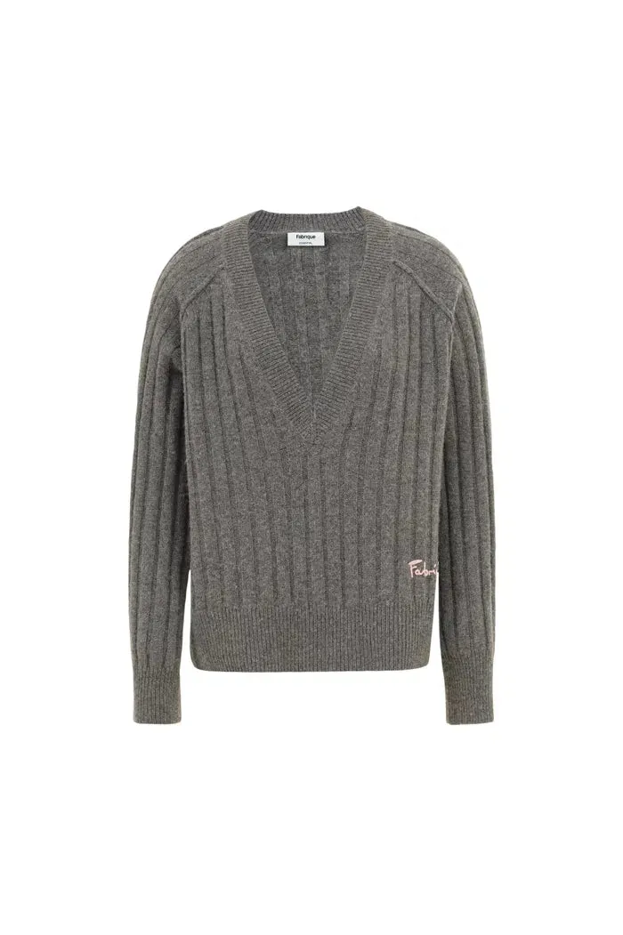Zoey Deep V-Neck Sweater in Merino Wool Cashmerem Knit